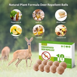 MAGIC CAT® Deer Repellent, Rabbit Repellent Outdoor Natural Peppermint Oil Deer Repellant for Plants Pet Family Safe, Deer Deterrent Balls Keep Rabbit Out of Lawn Garden Yard Shrub and Trees-10P