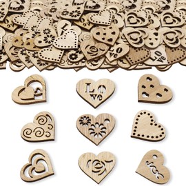 ParPix Pack of 50 Wooden Heart Wedding Scatter Decoration, 3 cm Wooden Heart Wedding Confetti, Wooden Hearts Wedding Decoration Confetti, Table Decoration Wedding, Heart Decoration Wedding Confetti,