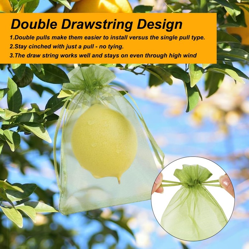 Shintop 100Pcs Fruit Protection Bags, 4x6 Inch Green Strawberry Netting
