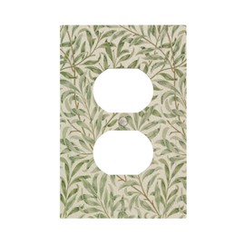 LOLREAI Decorative Outlet Covers Vintage Morris Willow Leaf Green Leaves 1 Gang Wall Plate Receptacle Duplex Light Switch Cover Plate Single Dual Plug Covers Electrical Switchplate Faceplate