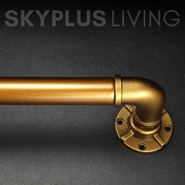 SKYPLUS LIVING Vintage Industrial Window Curtain Rod, 1-Inch Diameter, Adjustable 72 to 144 Inches, Aged Bronze Finish
