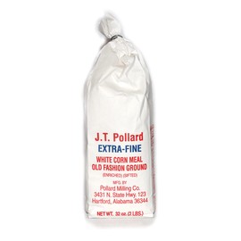 JT Pollard Extra-Fine White Cornmeal Bundle - 2 x 32 Oz Cornmeal Bags Bundled with a JFS Recipe Card