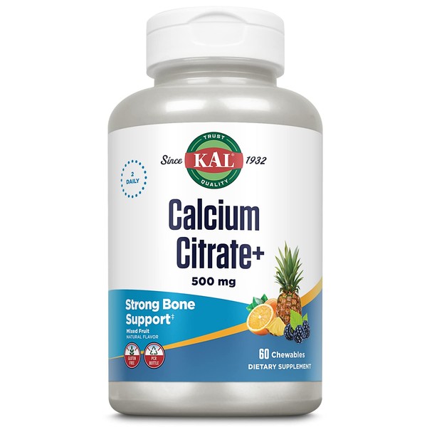 KAL Calcium Citrate Chewable Mixed Fruit Supplement, 60 Count