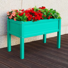 BIVODA Small HDPE Raised Garden Bed, Elevated Planter Box with Legs, Weather-Resistant Outdoor Garden Box for Seeds, Herbs, Flowers, Vegetables(Aruba)