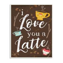 The Stupell Home Decor Collection kwp-2036_wd_13x19 I Love You a Latte Coffee Cups Chalkboard Look Wall Plaque Art, Multicolor