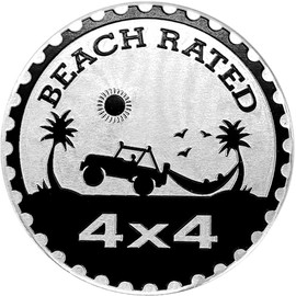 1Pc Black Beach Sun Badge Rated Car Emblem, 4 x 4 Metal Automotive Badge 3D Metal Car Badges Emblems Round Emblem Decals,Car Badge Decals Stickers,Trucks SUV Badge,Automotive