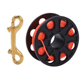 Diving Spool, Fluorescent Wire Diving Finger Spool Handheld with Double Ended Snap Clip for Cave Diving (Black)