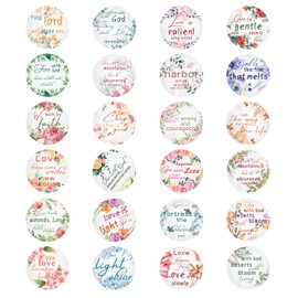 720 Pcs Floral Christian Stickers 24 Styles Women Bible Verse Sticker 1.5 Inch Bible Book Tabs Religious Gifts Stickers Inspirational Wall Decals for Crafts Cards，Envelope Seals and Christian Party