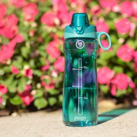Pogo BPA-Free Tritan Plastic Water Bottle with Soft Straw Lid, 18 Oz, Teal