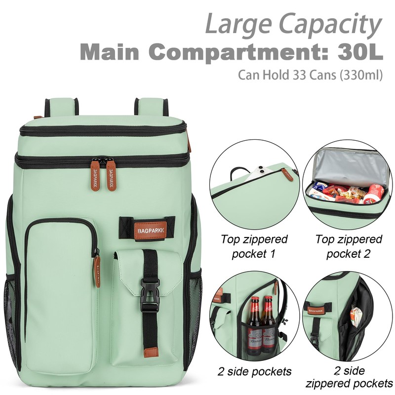 Insulated Cooler Backpack,33 Cans Multifunctional Double Deck Leakproof Cooler Bag