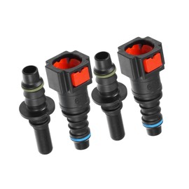 REPAIROCK Car Fuel Line Hose Quick Release Connector Straight Kit 5/16" 7.89mm SAE to 5/16" 8mm Disconnect Hose Plastic Red (Set of 2) Auto Replacement Parts