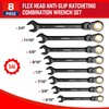 WORKPRO Ratcheting Combination Wrench Set, 8-piece Flex-Head Anti-Slip Set SAE