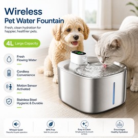 4L Wireless Pet Water Fountain for Cats & Dogs – Motion Sensor Stainless Steel Dispenser for Home Hydration