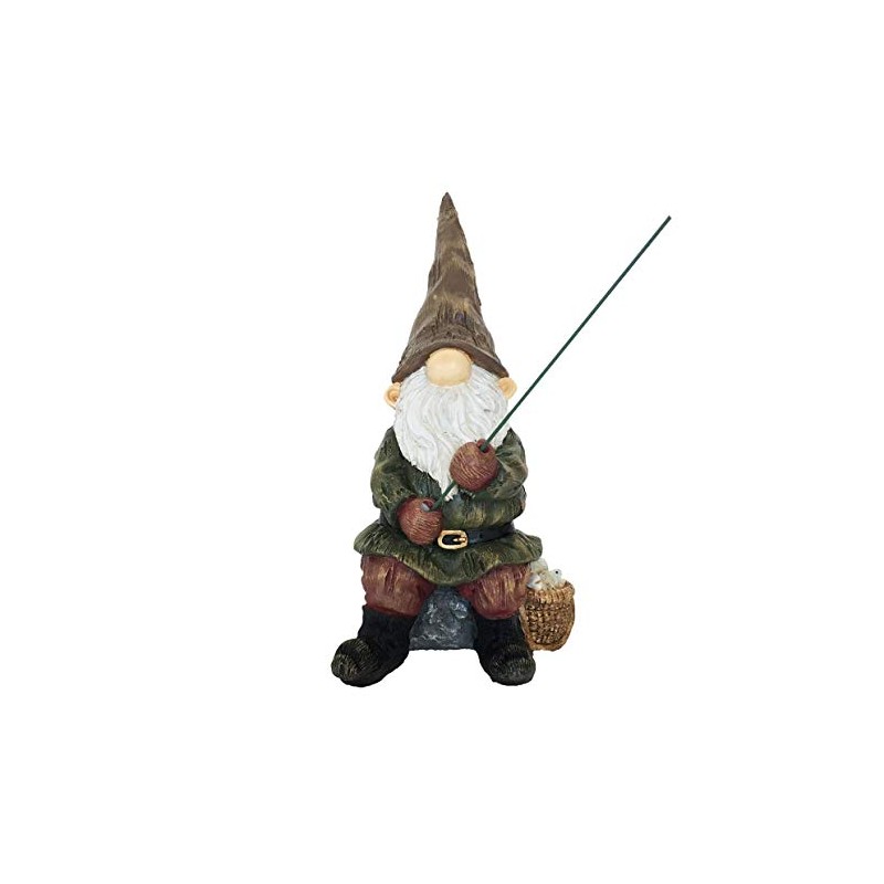 MAISONICA Gnome Fishing Ornament Figurine Home Garden Statue 25.5cm