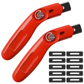 2 Pcs Carpet Cutters, Heavy Duty Utility Knives with Blades, Aluminum Handle Flooring Cutters for Linoleum, Box Cutter, Paper Cutting, Includes 10 Carbon Steel Blades