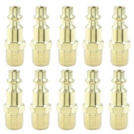 Bonsicoky 10 Pcs 1/4-Inch NPT Male Air Hose Quick Connect Adapter - Air Compressor Fittings - Industrial Type D