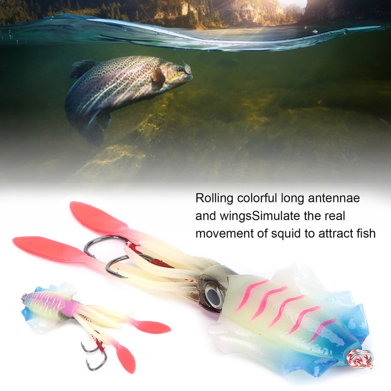 Fishing Squid Lure Octopus UV Luminous Squid Jigs with Hook