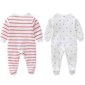 Lullaby Layers Unisex Baby Sleepsuits 2 Pack – I Love Mummy & Daddy Cotton Footed Rompers – Newborn to 24 Months Baby Bodysuits for Boys and Girls (White, 6-9 Months)
