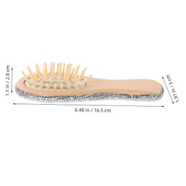 WOONEKY Rhinestone Scalp Massage Comb Portable Wooden Hairdressing Brush for Relaxation and Styling Travel Friendly Detangler Rhinestone Attachment