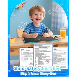 Rechargeable 16 inch LCD Writing Tablet, Large Colorful Drawing Tablet, Doodle Board for Ages 3-12 Years Old Boys Girls, Electronic Drawing Pad for Kids, Gifts for Christmas & Birthday (Blue)