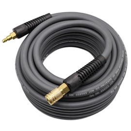 YOTOO Hybrid Air Hose 3/8-Inch by 50-Feet 300 PSI Heavy Duty, Lightweight, Kink Resistant, All-Weather Flexibility with 1/4-Inch Industrial Quick Coupler Fittings, Bend Restrictors, Gray