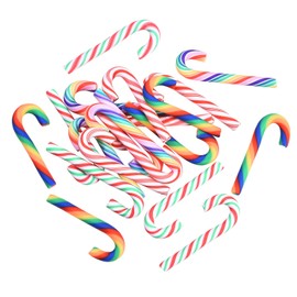 Airssory 20 Pcs Polymer Clay Rainbow Mini Faux Candy Cane Christmas Stick No-Hole Hanging No-Hole Charms for DIY Crafts Christmas-Tree Ornament Holiday Home Decorations - 46~52mm