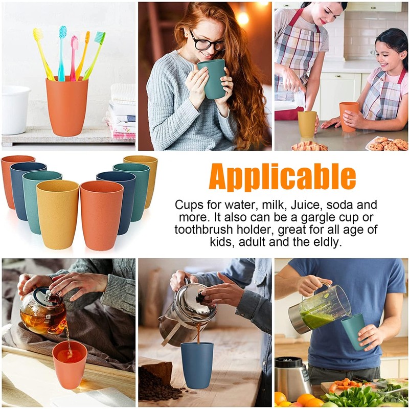 LATERN Pack of 12 Reusable Plastic Cups, 360 ml, Unbreakable