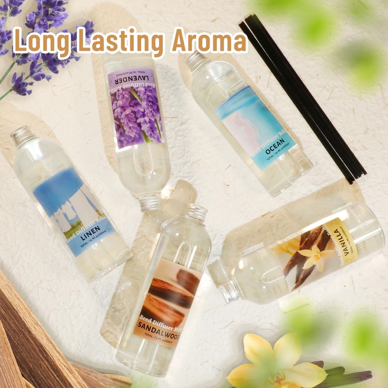 STRN Reed Diffuser Refill, Linen Scent Diffuser 500ml Long-Lasting Summer