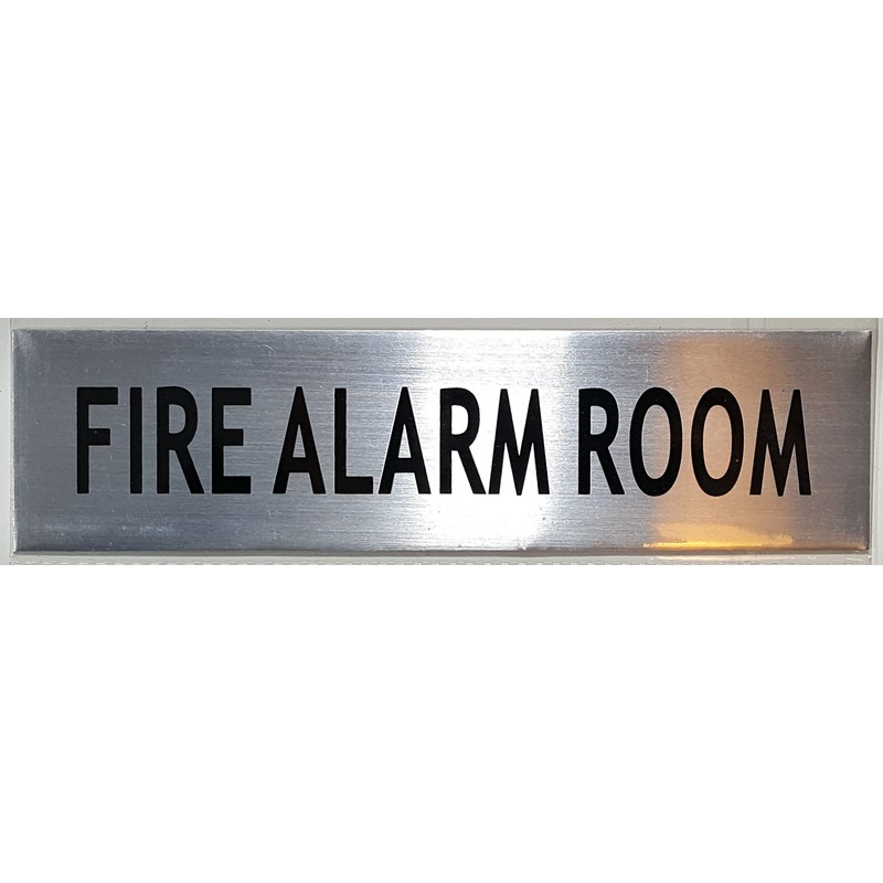 Fire Alarm Room Sign - -Brushed Aluminum (2 X 7.75)