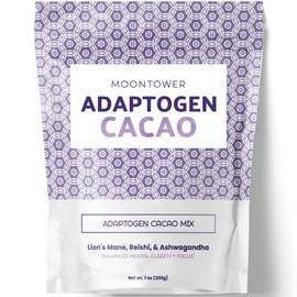 Moontower Cacao Mushroom Coffee Alternative - Lions Mane, Reishi, & Ashwagandha Adaptogen Mushroom Blend, Organic Raw Ceremonial Cacao Powder, Superfood Hot Cocoa, Keto, Dairy Free, 1 Bag