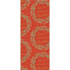 Wonderful Wreath RED Christmas Glick Tissue Wrap Wrapping Paper - 500x750mm x 4 Sheets