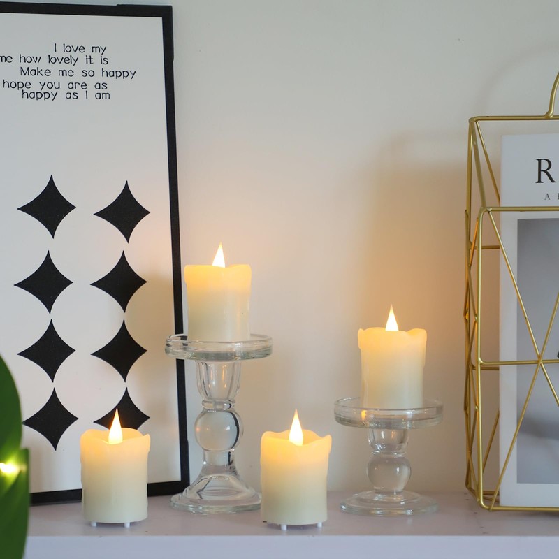 Lezonic Rechargeable Votive Flameless Battery Operated Candles with Remote Timer