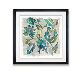 Sapphire Vine II Abstract Artwork Contemporary Art Framed Leaves Giclee Prints Home Wall Decor Ready to Hang