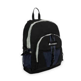 Everest Luggage Backpack with Dual Mesh Pocket, Navy/Gray/Black, Navy/Gray/Black, One Size