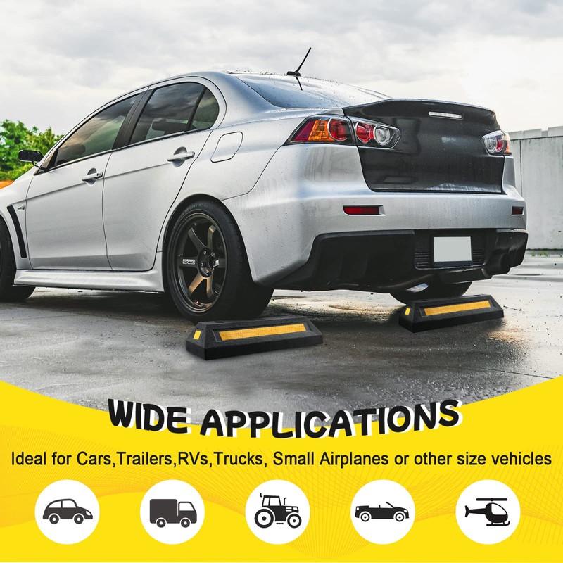 Car Parking Stopper – 2PCs Heavy Duty Rubber Curb Car