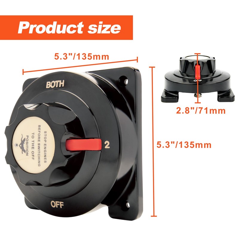 Marine Heavy Duty Dual Battery Selector Switch,Boat Safety Disconnect Switch