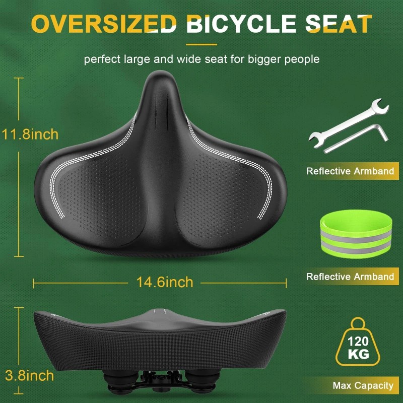 Gineoo Oversized Bike Seat Extra, Wide Comfort Pure, Memory Foam