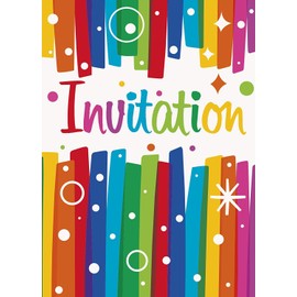 Rainbow Ribbons Birthday Invitations, Pack of 8