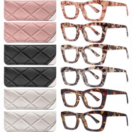 CCVOO 6 Pack Oprah Reading Glasses for Women, Eyeglasses, Blue Light Readers for Women, Computer Eye Glasses, Cheaters