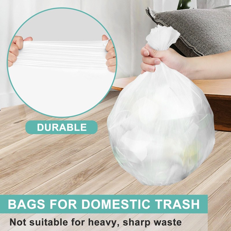 110 Count-Small Garbage Bags,Bathroom Garbage Bags, 15L White Garbage Bags