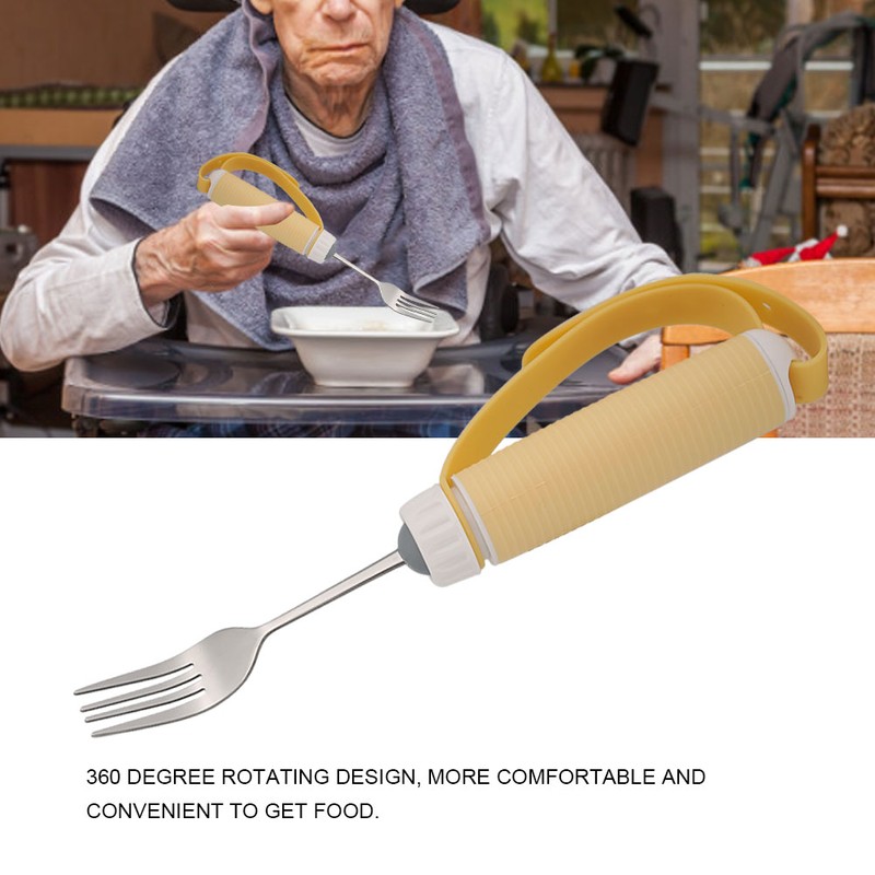 Disabled Patient Arthritis Elder Utensil Removable Flexible Rotating Eating Fork