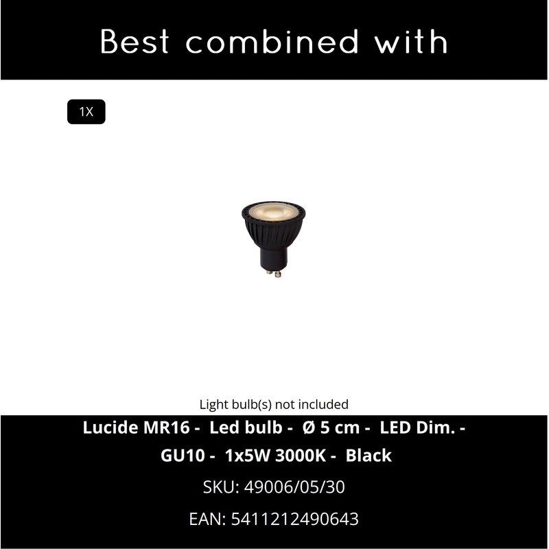 Lucide Track Favori Rail Spotlight, 1-Phase Track Rail/Rail System, 1