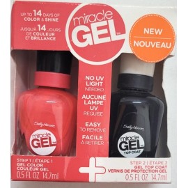 Sally Hansen 2 sets Sally Hansen Miracle Gel Nail Polish Color-131 Coral Carnival / Top Coat