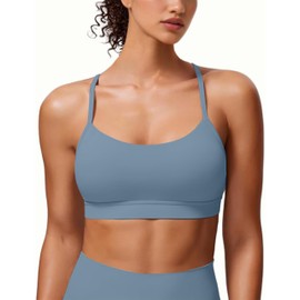 MIRITY Padded Y-Back Sports Bra for Women - Racerback Low Impact Spaghetti Strap for Yoga Workout Top