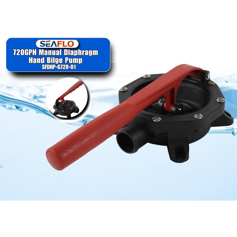 SEAFLO Boat Diaphragm Manual Hand Bilge Pump 720GPH Black by