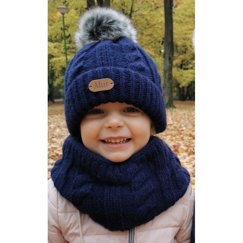 Alur Children's Unisex Beanie with Loop Scarf Set Winter Hat