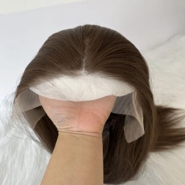 MISSWEN Heat Resistant Synthetic Hair Long Straight Light brown Lace Frontal Wig