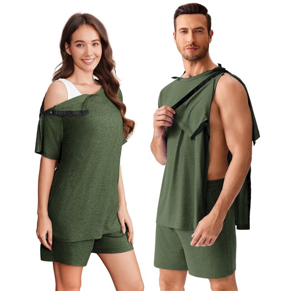 Deyeek Deyeek 2Pcs Unisex Post Shoulder Surgery Shirts & Shorts