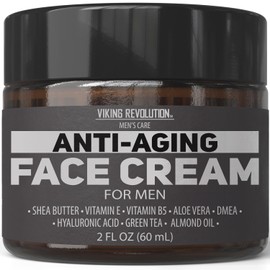 Viking Revolution Mens Anti Aging Face Cream - Mens Face Moisturizer for Men with Hyaluronic Acid, Aloe Vera, Vitamin E - Wrinkle Cream for Men with Vitamin B5, Green Tea (2 Fl Oz)