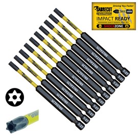 10 x SabreCut SCTP2789_10 89mm T27 TX27 Torx Tamper Proof Security Magnetic Impact Screwdriver Driver Bits Set Heavy Duty Compatible with Dewalt Milwaukee Bosch Makita and more